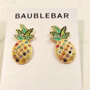 BaubleBar Gold and Green Pineapple Earrings